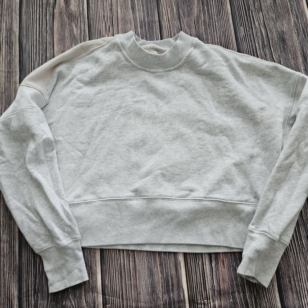 Abercrombie And Fitch Perfect Sunday Gray Crewneck Sweatshirt Cropped Colorblock